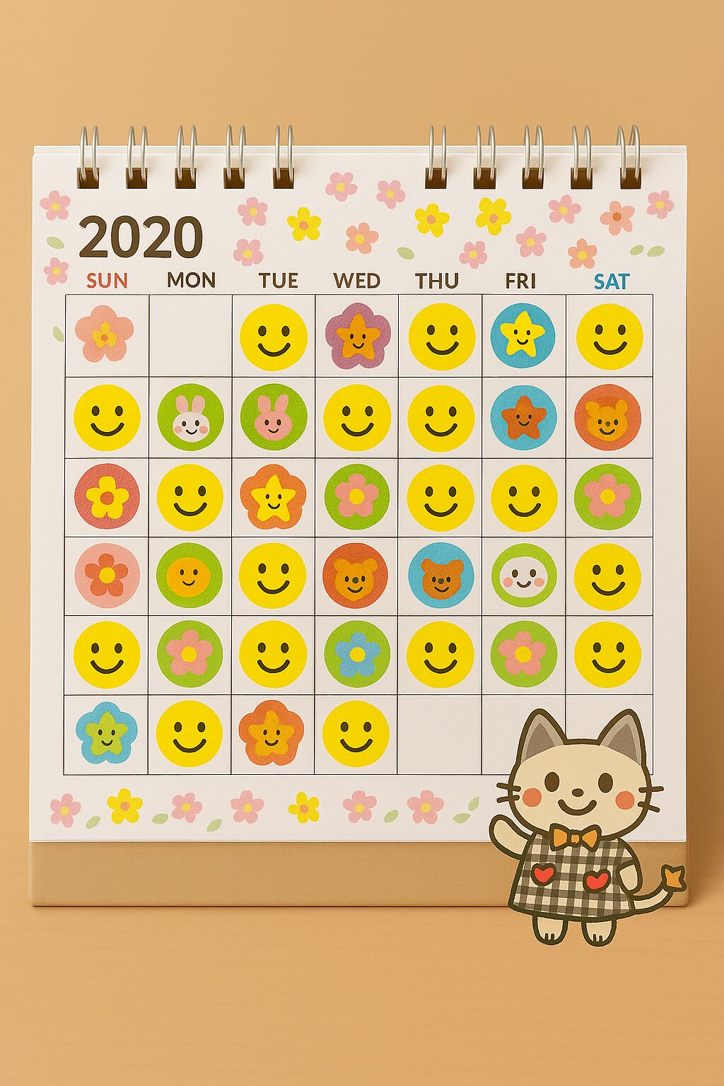 ごほうびシールを貼った卓上カレンダー（家庭学習ルーチン用）